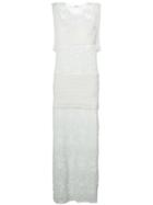 Iro Long Open Knit Dress, Women's, Size: 40, White, Cotton/polyamide/viscose/silk
