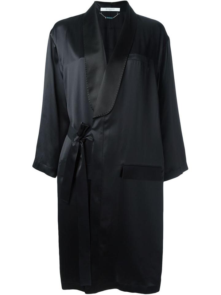 Givenchy Draped Crepe Coat, Women's, Size: 36, Black, Silk/viscose/polyamide/spandex/elastane
