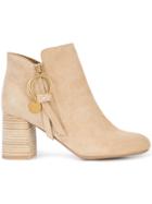 See By Chloé Stacked Heel Booties - Nude & Neutrals