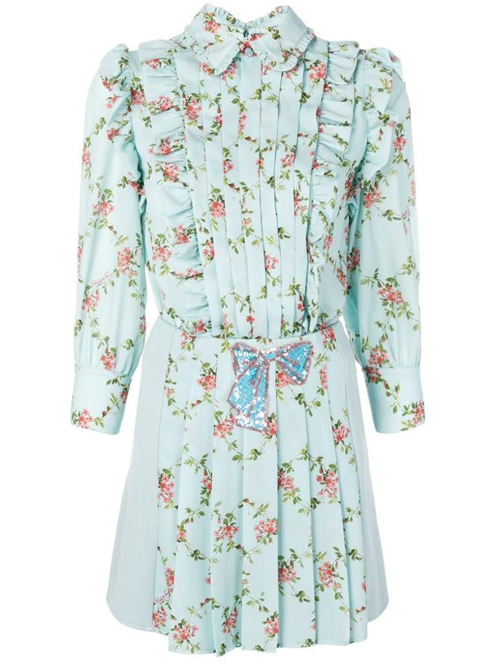 Elisabetta Franchi Pleated Shirt Dress - Blue
