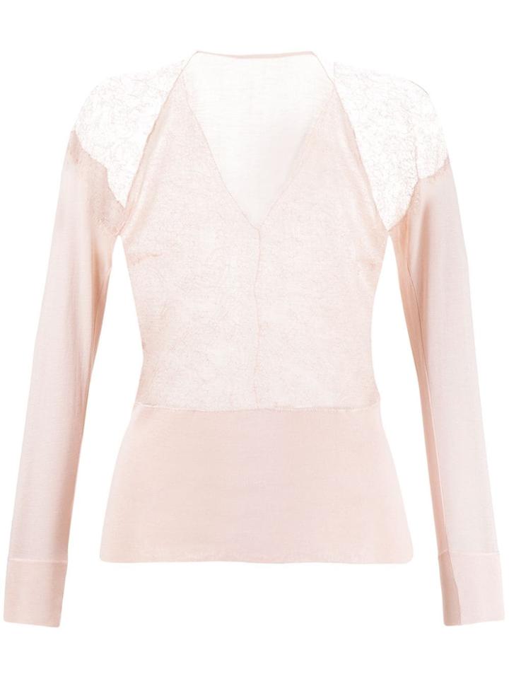 Gianfranco Ferre Pre-owned 1990's Lace Panel Top - Pink