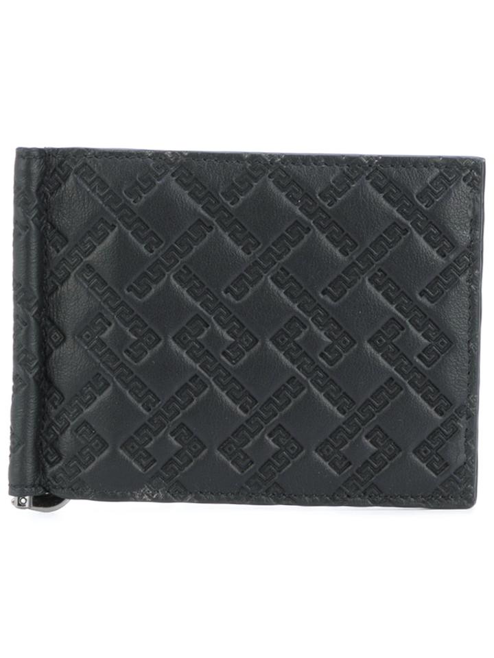 Versace Embossed Greek Key Cardholder - Black