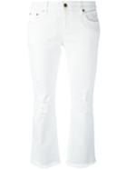Stretch Ripped Cropped Jeans, Women's, Size: 40, White, Cotton/spandex/elastane, Roberto Cavalli