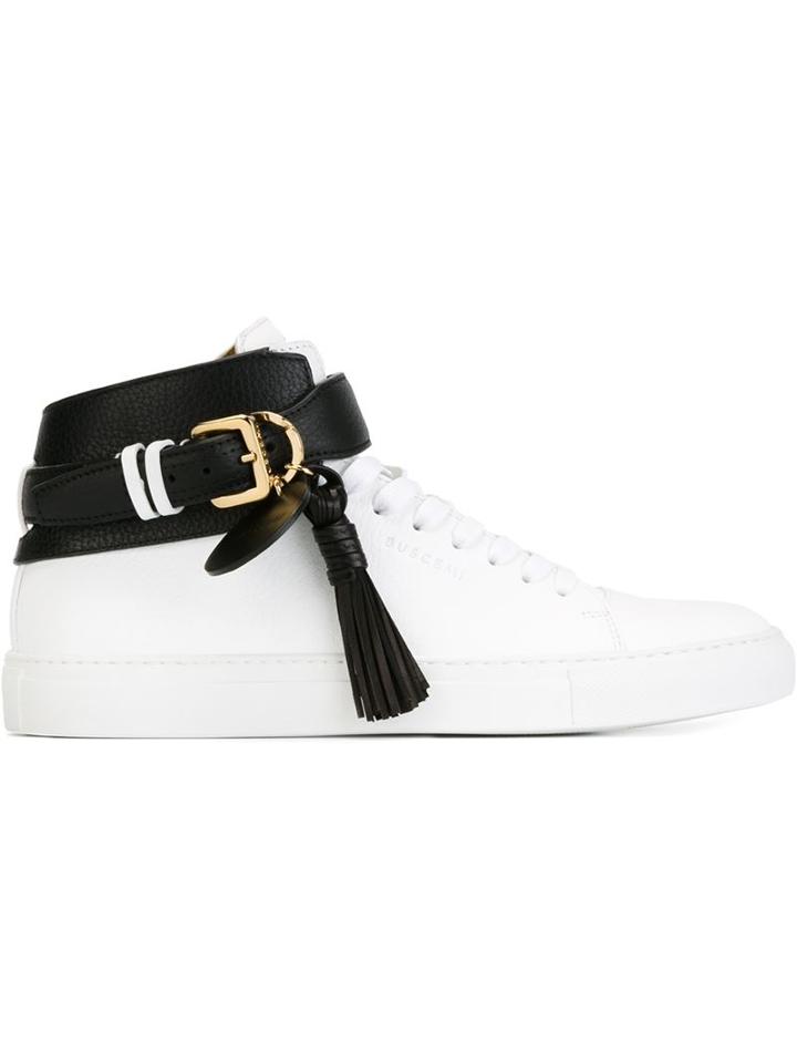 Buscemi 100mm Hi-top Sneakers, Men's, Size: 8, White, Leather/rubber