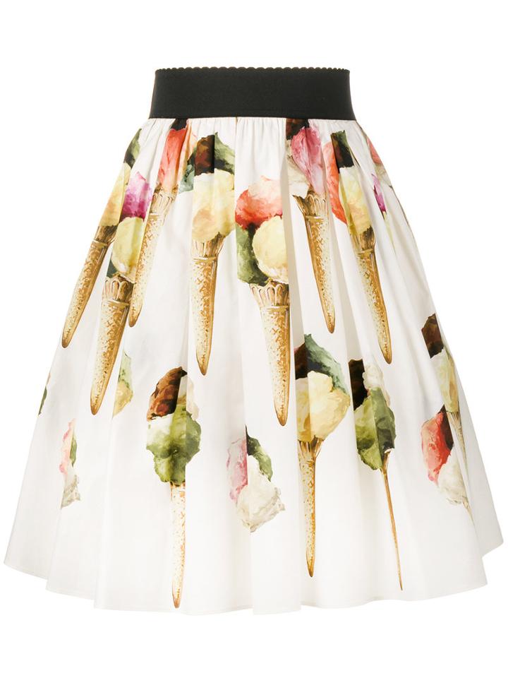 Dolce & Gabbana - Ice Cream Print Skirt - Women - Cotton - 40, Women's, White, Cotton