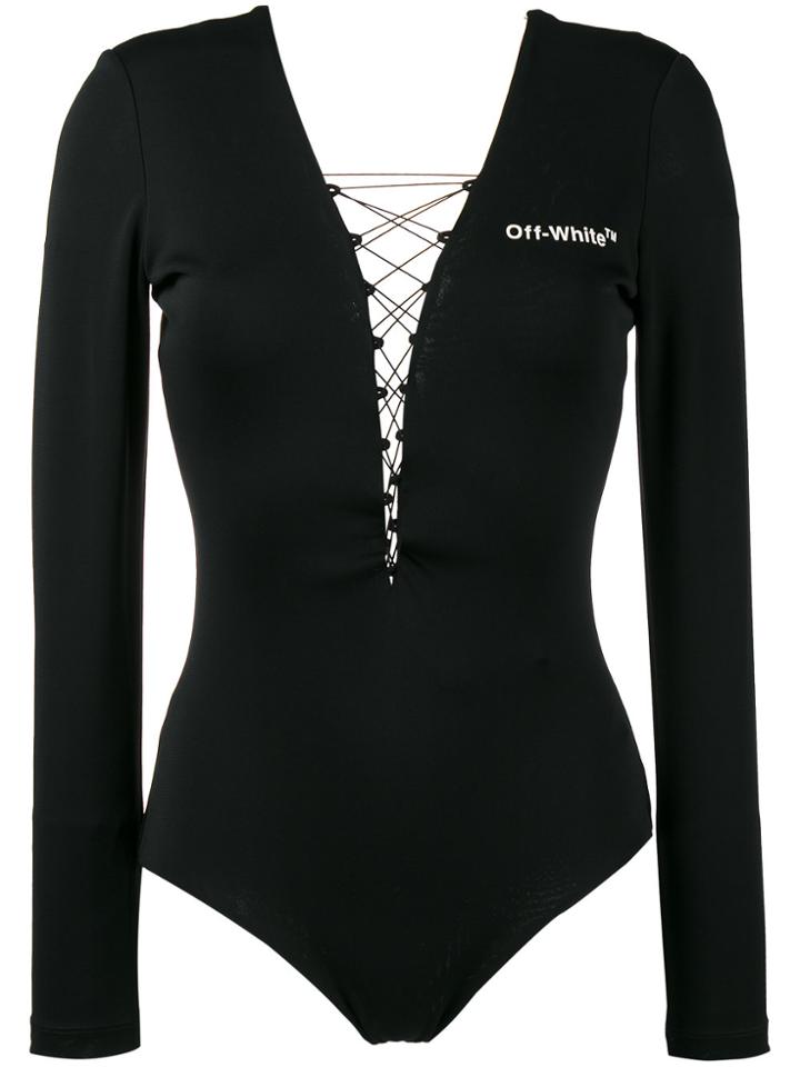 Off-white Lace Up V Neck Body - Black