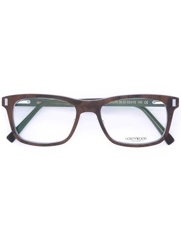 Gold And Wood 'orion' Glasses - Brown
