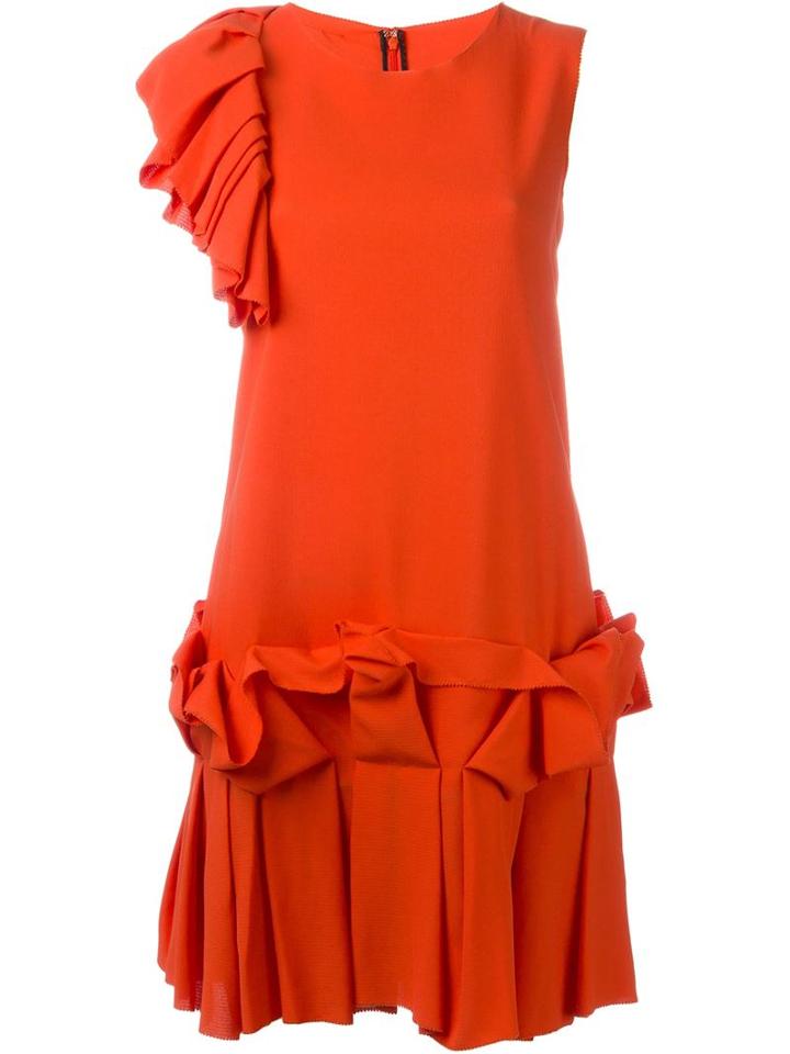 Gianluca Capannolo Ruffle Detail Mini Dress, Women's, Size: 44, Yellow/orange, Spandex/elastane/viscose