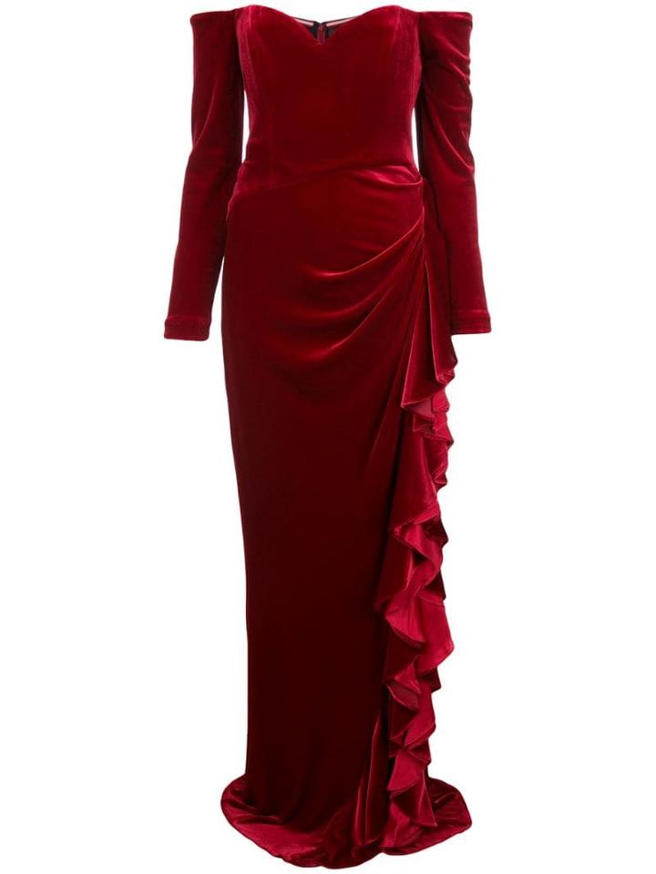 Badgley Mischka Textured Off-shoulder Evening Dress