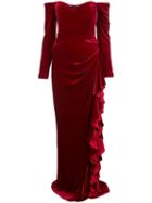 Badgley Mischka Textured Off-shoulder Evening Dress