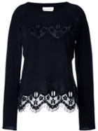 Chloé Lace Detail Sweater, Women's, Size: M, Blue, Silk/cotton