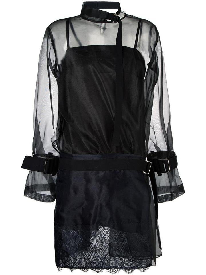 Sacai Panelled Sheer Dress, Women's, Size: 3, Black, Polyester/cotton/nylon