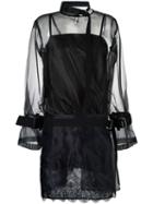 Sacai Panelled Sheer Dress, Women's, Size: 3, Black, Polyester/cotton/nylon