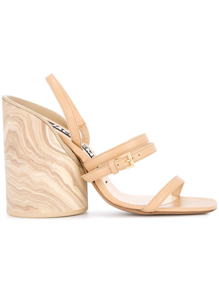 Jacquemus Wood Block Heel Dsandals - Nude & Neutrals