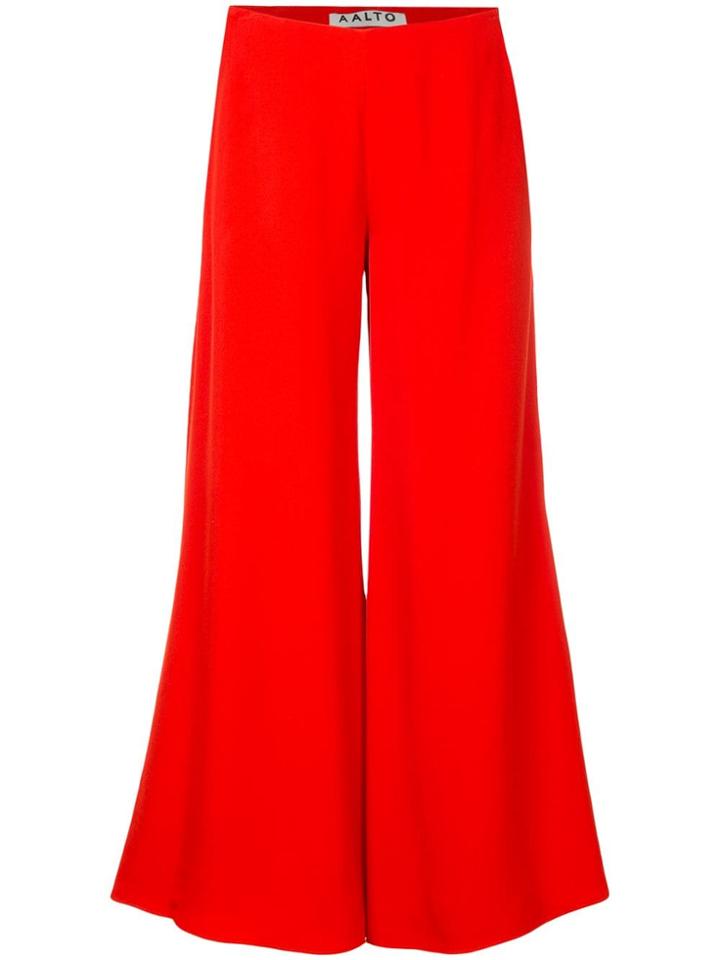Aalto Cropped Wide Leg Trousers - Red