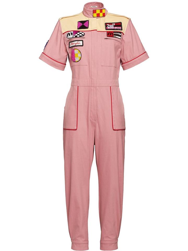 Miu Miu Rally Patch Jumpsuit - Pink & Purple