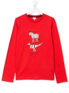 Paul Smith Junior Teen Zebrasaurus Long Sleeve T-shirt - Red
