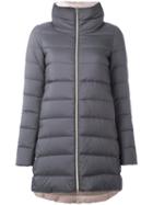 Herno Zip Up Padded Coat, Women's, Size: 42, Grey, Polyamide/polyurethane/feather Down