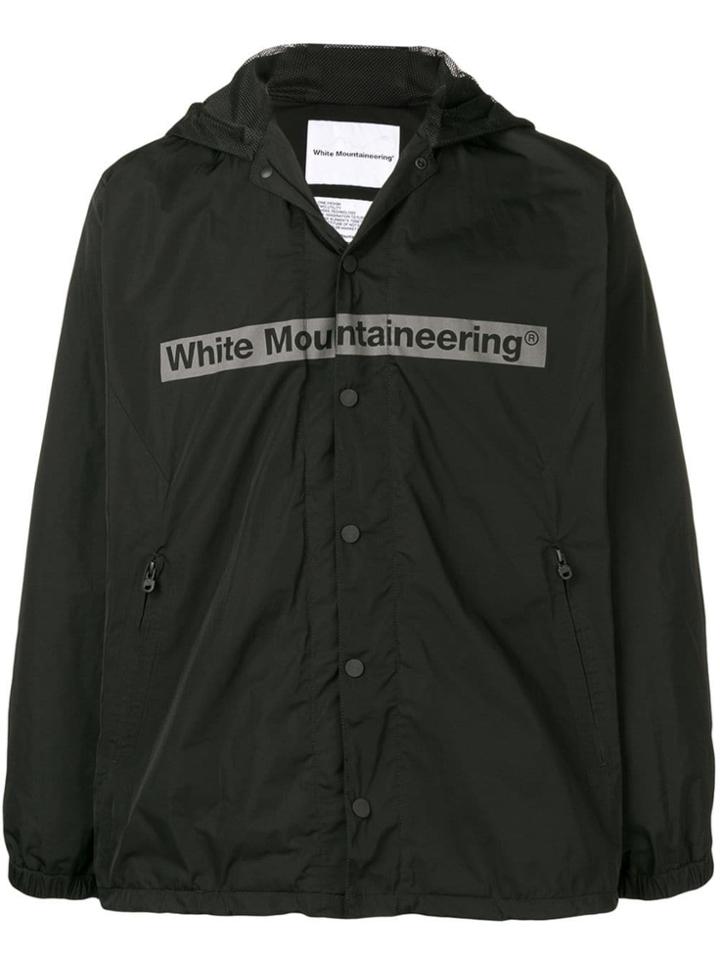 White Mountaineering Logo Print Hooded Jacket - Black