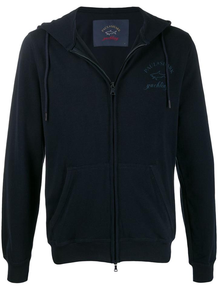 Paul & Shark Logo Print Hoodie - Blue