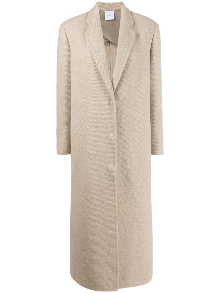 Agnona Long Single Breasted Coat - Neutrals