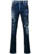 Philipp Plein Embroidered Doodle Pattern Jeans - Blue