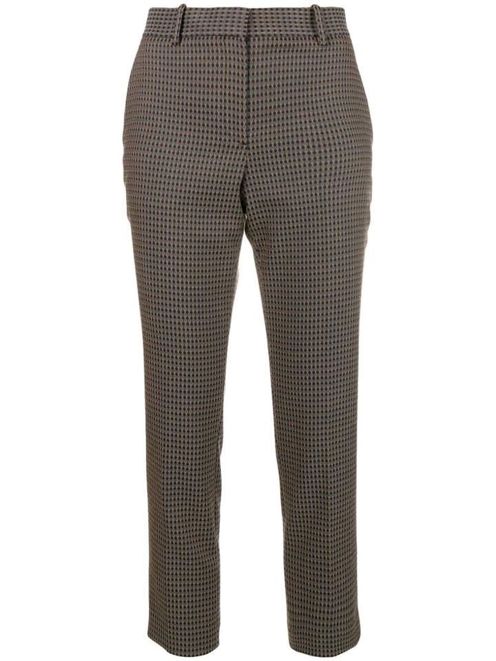 Theory Printed Slim-fit Trousers - Brown