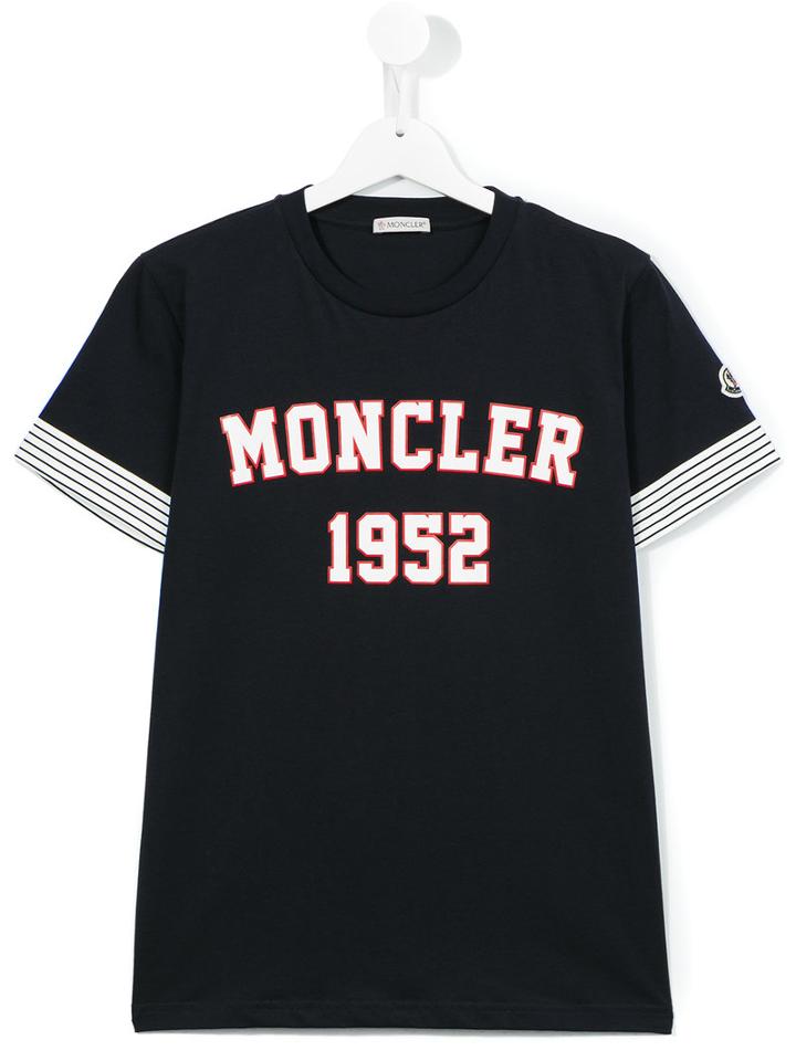 Moncler Kids Logo Print T-shirt, Boy's, Size: 14 Yrs, Blue