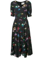 Novis Floral Print Skater Dress - Black