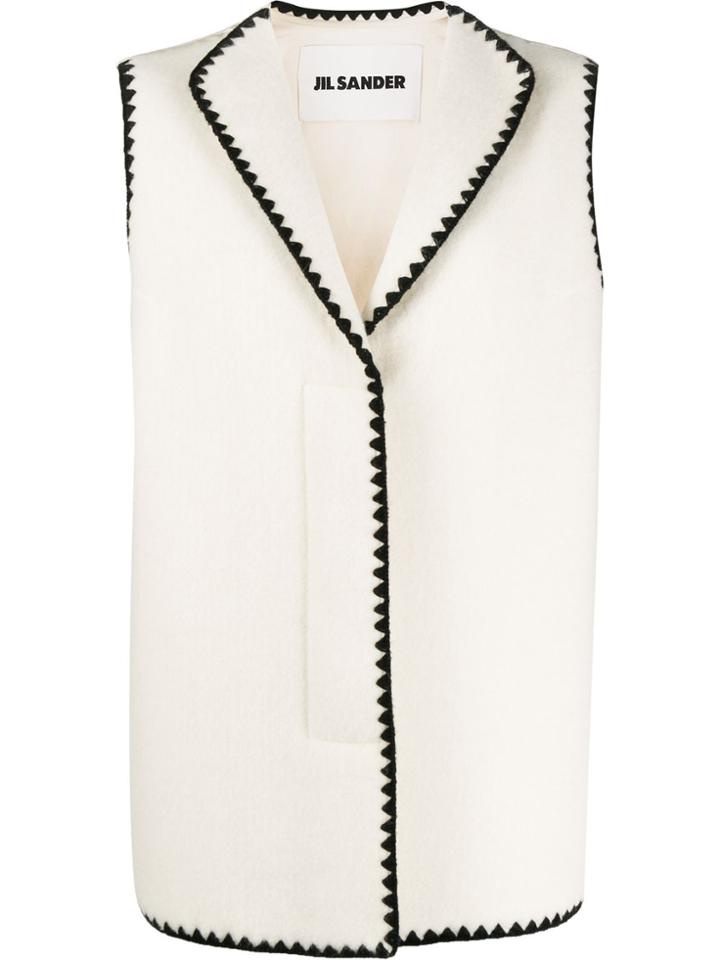 Jil Sander Scalloped Trim Gilet - Neutrals