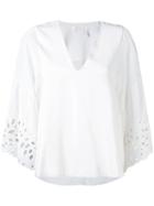 Chloé - Laser Cut Top - Women - Silk/cotton - 36, White, Silk/cotton