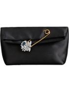 Burberry The Small Pin Clutch In Satin - Black