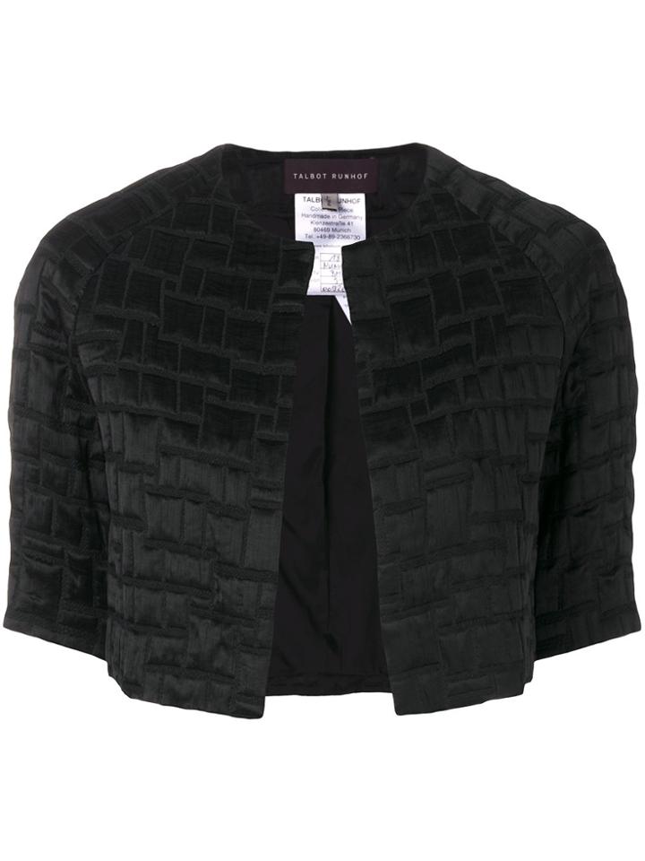 Talbot Runhof Cropped Textured Jacket - Black