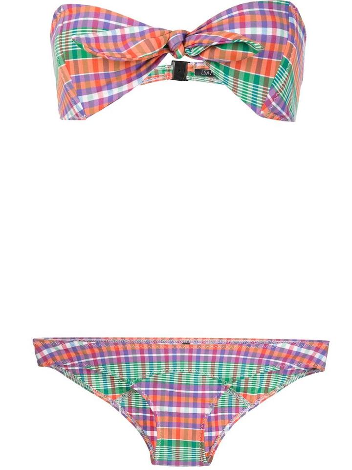 Lisa Marie Fernandez 'madras' Bikini, Women's, Size: 2, Pink/purple, Cotton/nylon/spandex/elastane