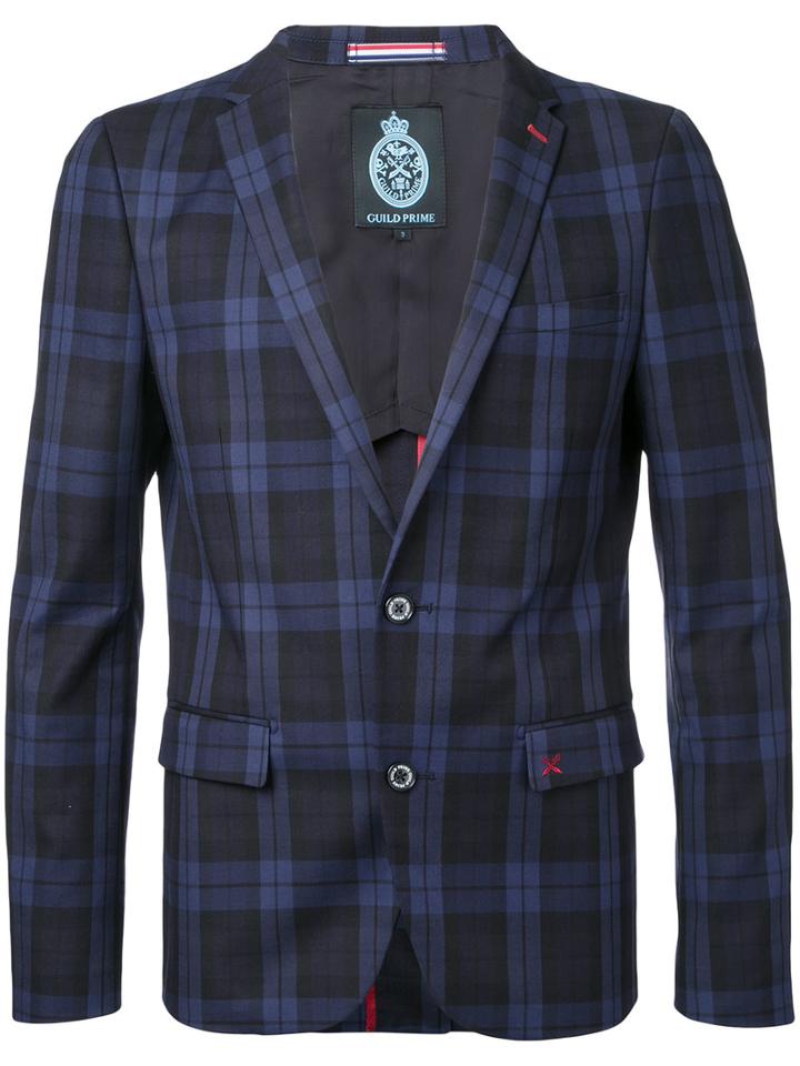 Guild Prime Checked Blazer, Men's, Size: 2, Blue, Cotton/polyurethane