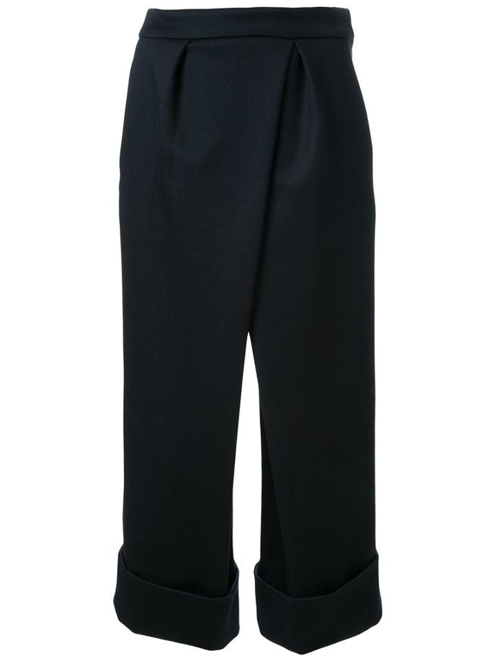 Fad Three Turn Up Hem Trousers, Women's, Size: Small, Blue, Polyester/wool