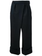 Fad Three Turn Up Hem Trousers, Women's, Size: Small, Blue, Polyester/wool