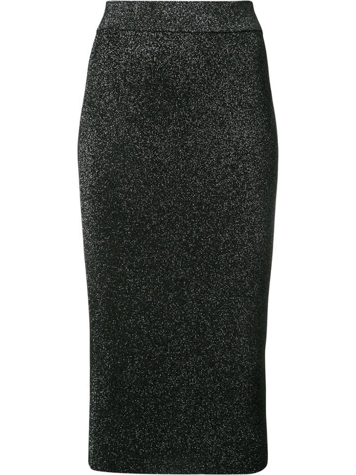 Cushnie Et Ochs Metallic Fitted Midi Skirt - Black