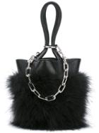 Alexander Wang Feather Trim Chain Tote, Women's, Black, Calf Leather/feather