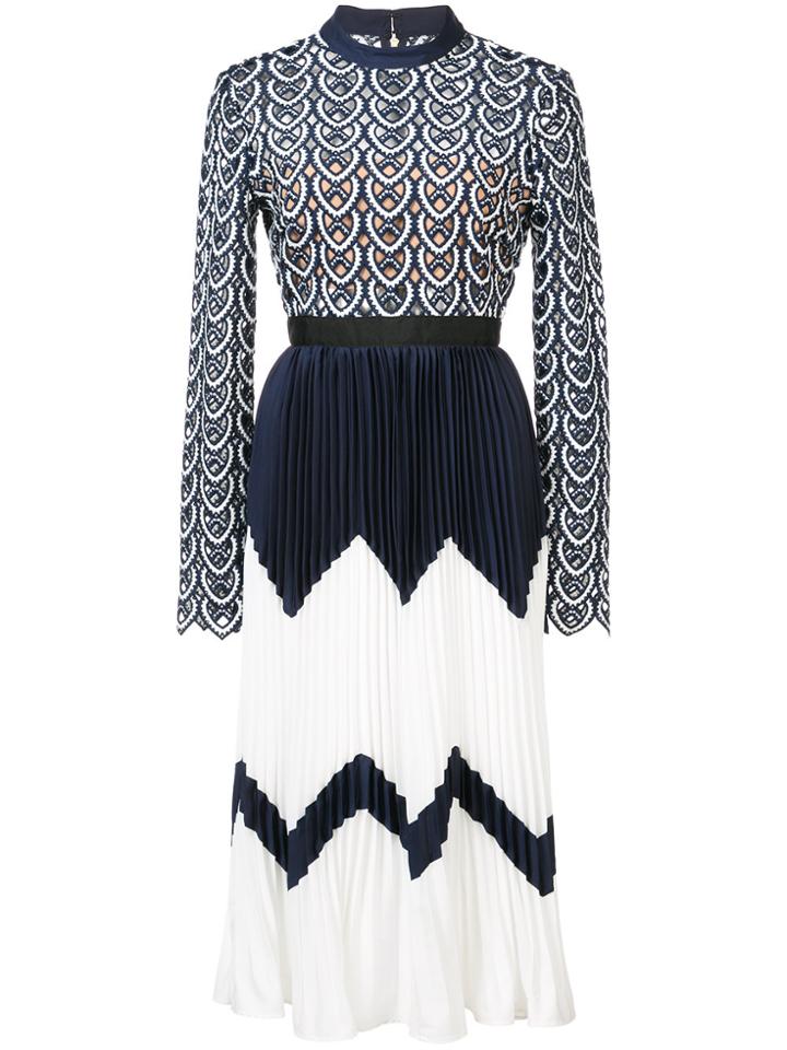 Self-portrait Colour-block Pleated Dress - Multicolour