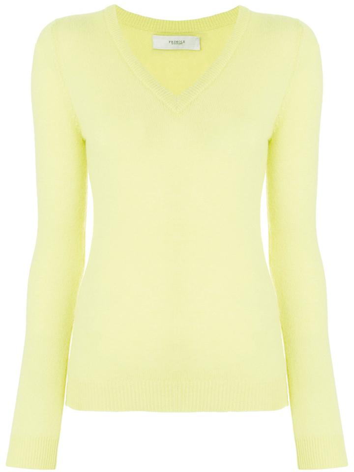 Pringle Of Scotland V-neck Gauge Knit Sweater - Yellow & Orange