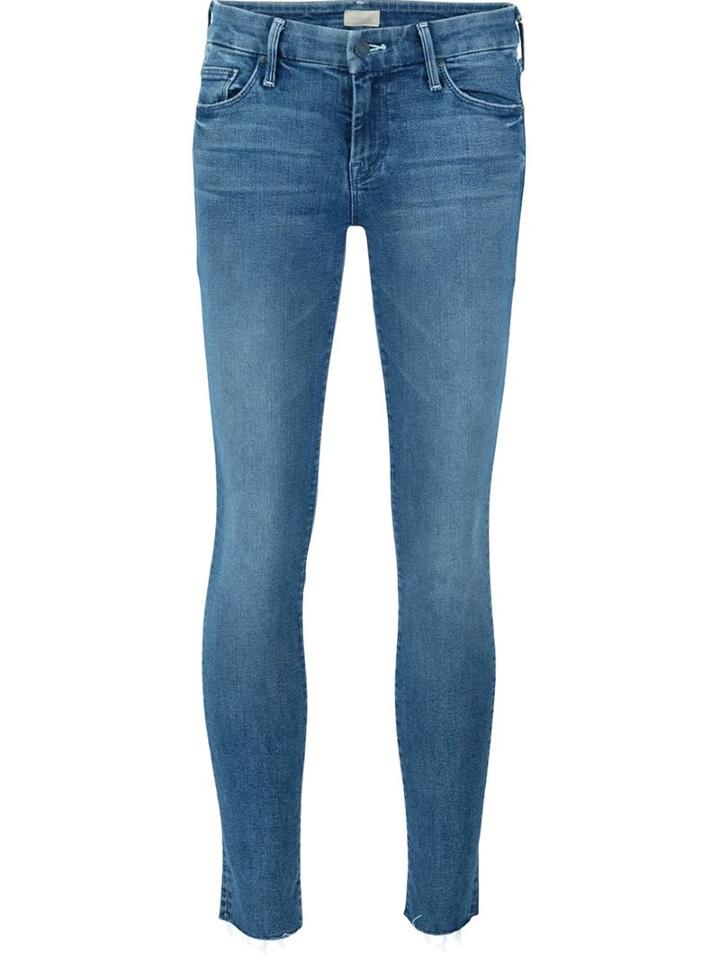 Mother Looker Ankle Fray Jeans, Women's, Size: 28, Blue, Cotton/polyester/lyocell