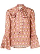 La Doublej Geometric Pussy Bow Blouse - Pink