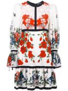 Alexander Mcqueen Floral Empire Line Dress, Women's, Size: 38, White, Silk