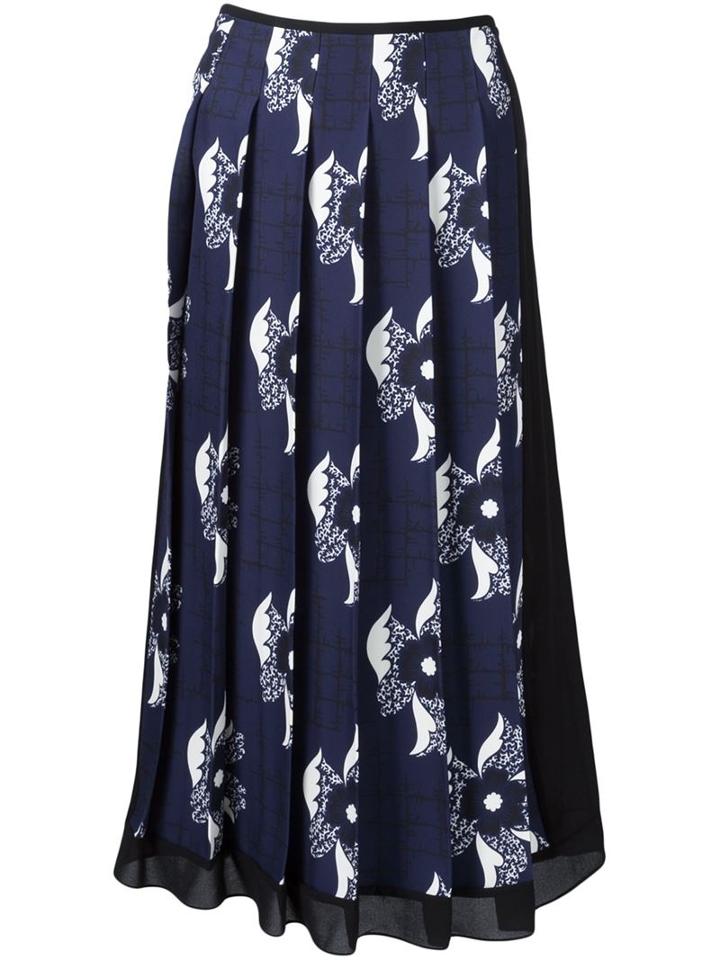 Victoria Beckham Sheer Panel Pleated Skirt