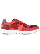 Dolce & Gabbana Panelled Sneakers, Men's, Size: 44, Red, Calf Leather/rubber/viscose/pvc