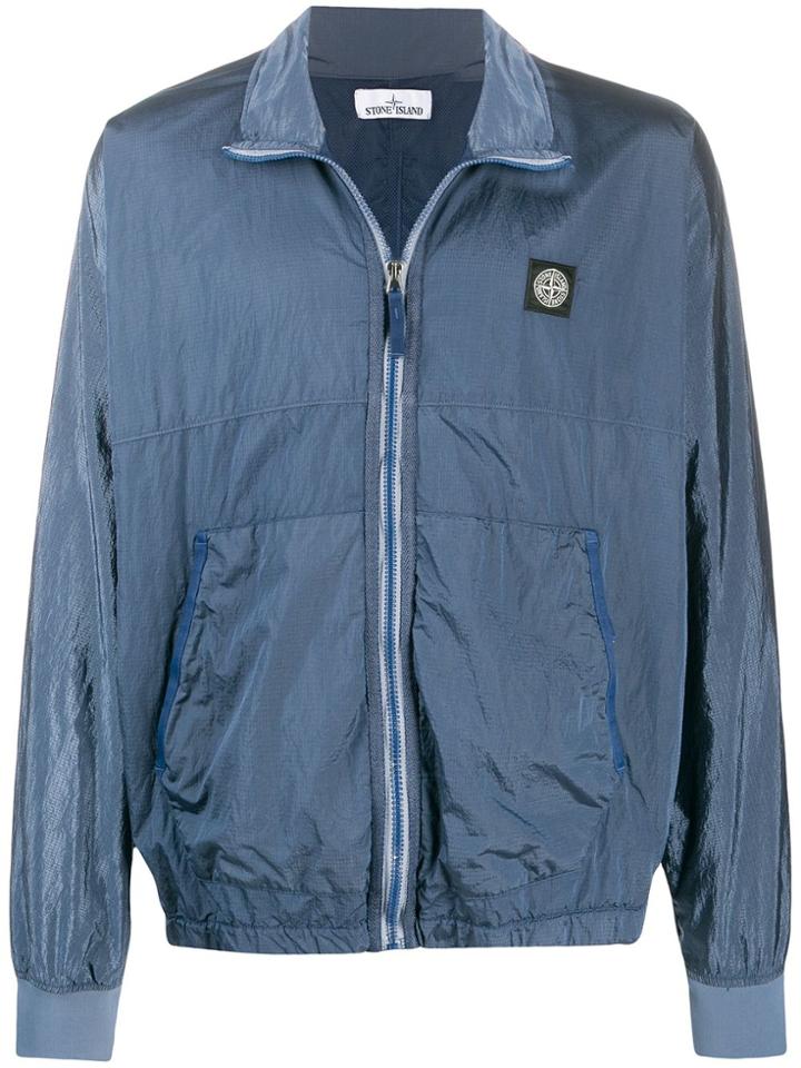 Stone Island Textured Logo Patch Sport Jacket - Blue