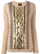 Markus Lupfer Sequined Cable Jumper - Nude & Neutrals