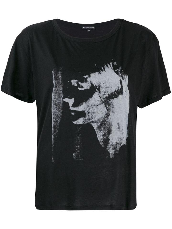 Ann Demeulemeester Mask Print T-shirt - Black