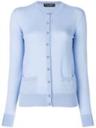 Dolce & Gabbana - Crystal Button Cardigan - Women - Cashmere - 44, Blue, Cashmere